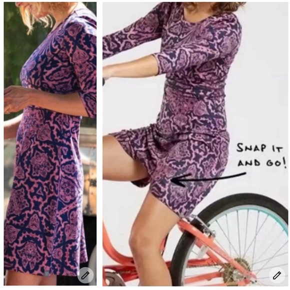 Title Nine Dream Dress Sz S 3/4 Sleeve Rococo Print Paisley Fit & Flare - Picture 1 of 10